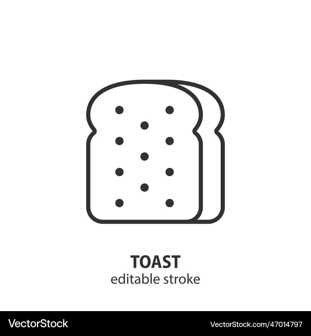 Toast line icon slice of bread symbol editable Vector Image