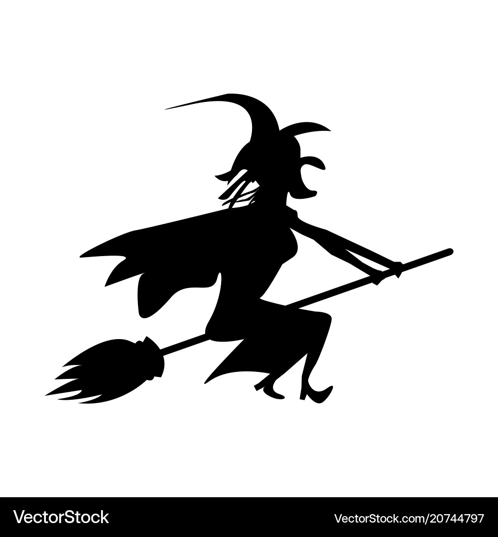Witch on Flail - Halloween Icon Vector Image