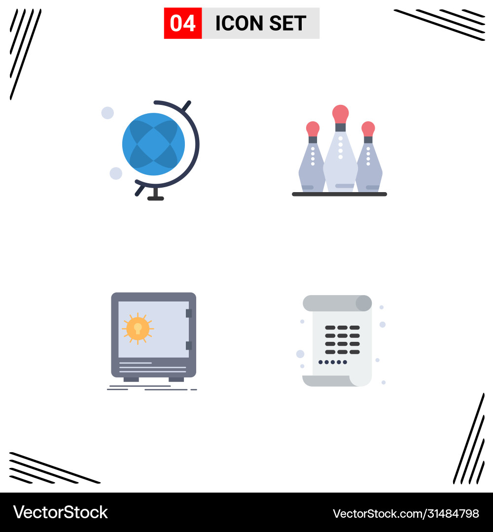 4 universal flat icons set for web and mobile vector image