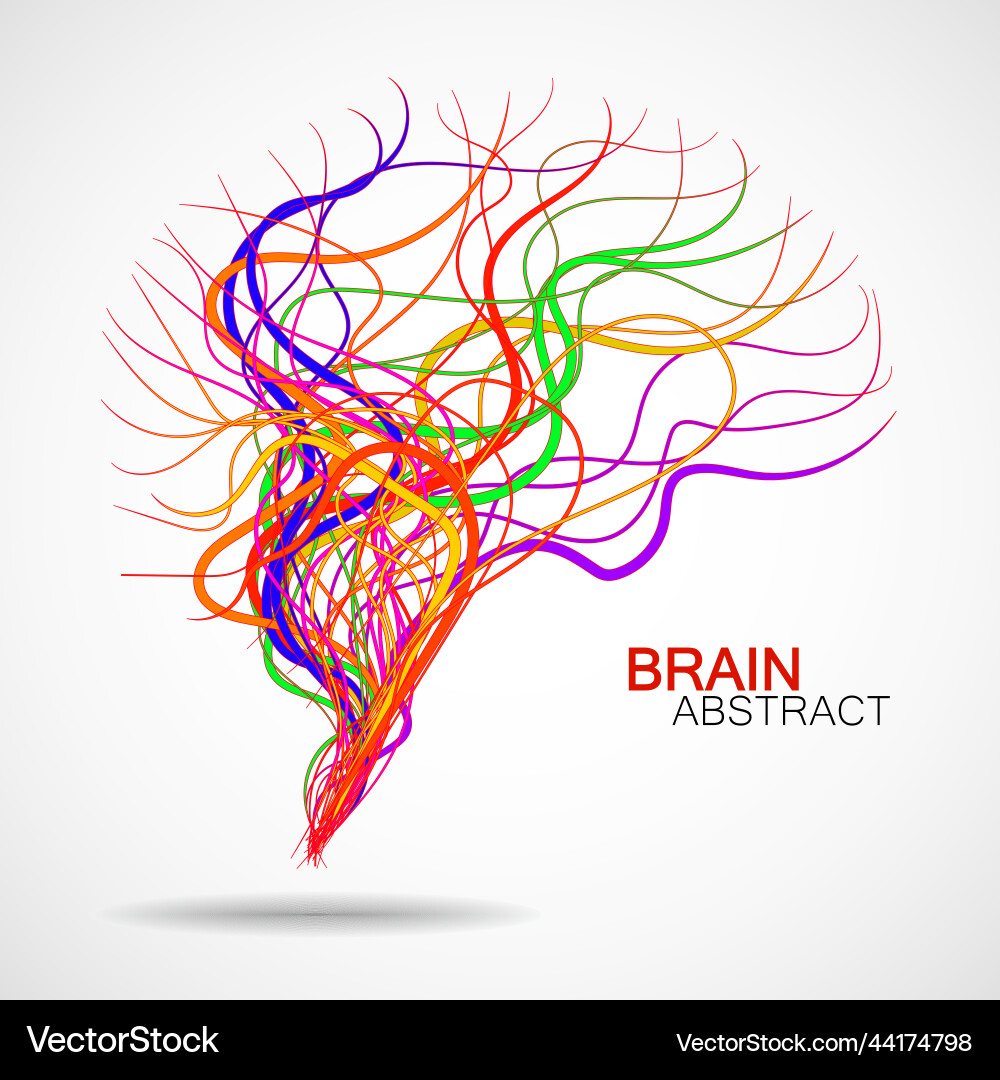 Abstract colorful brain with chaotic lines vector image
