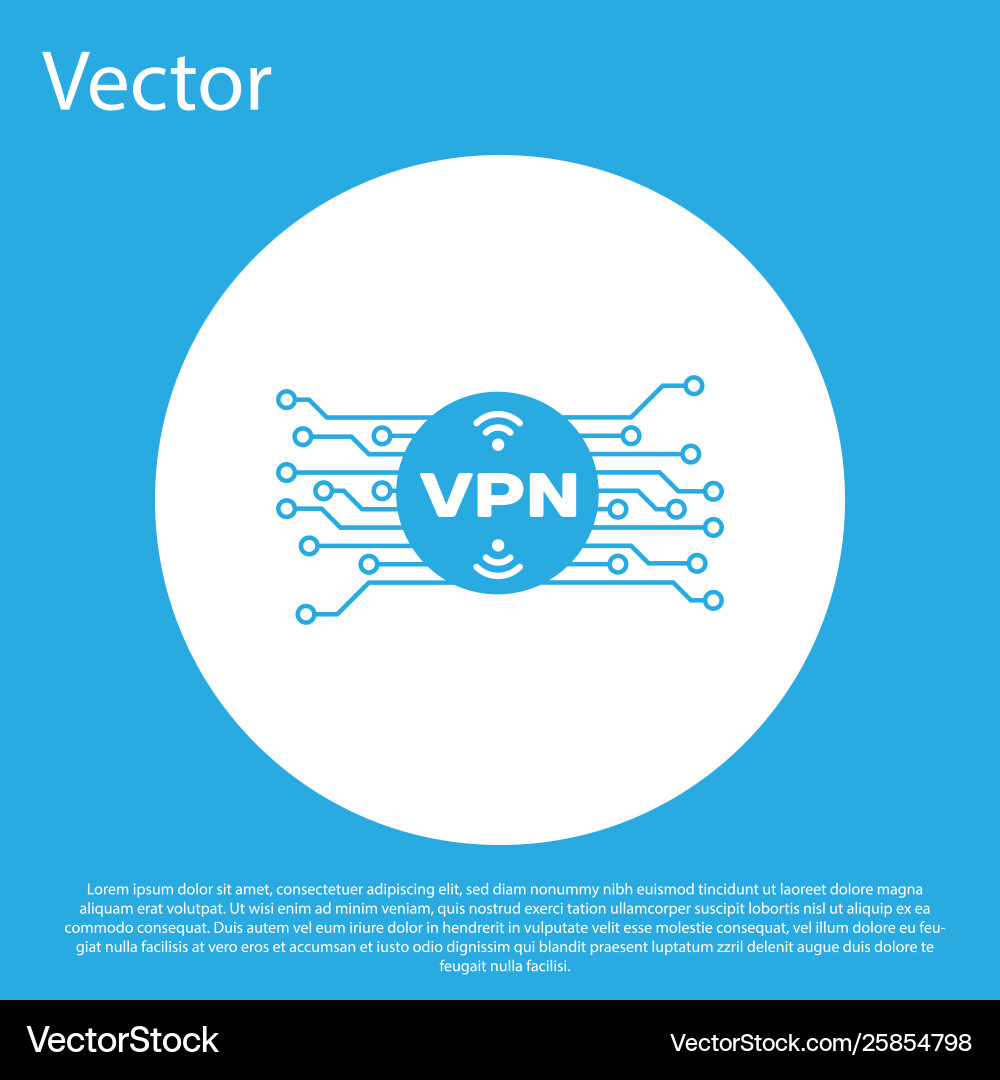 Blue vpn in circle with microchip circuit icon Blue vpn in circle with microchip circuit icon vector image