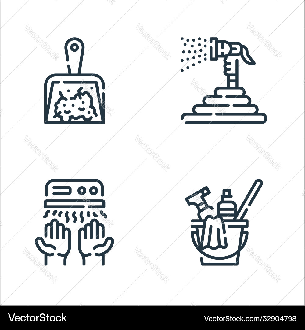 Cleaning line icons linear set quality Cleaning line icons linear set quality Vector Image