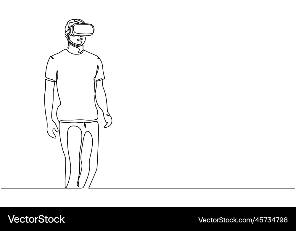Continuous one line drawing of a man using Vector Image