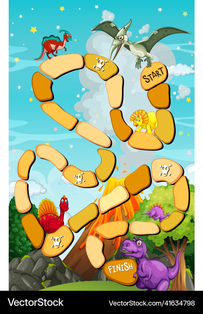 Counting game template in dinosaur theme Counting game template in dinosaur theme Vector Image