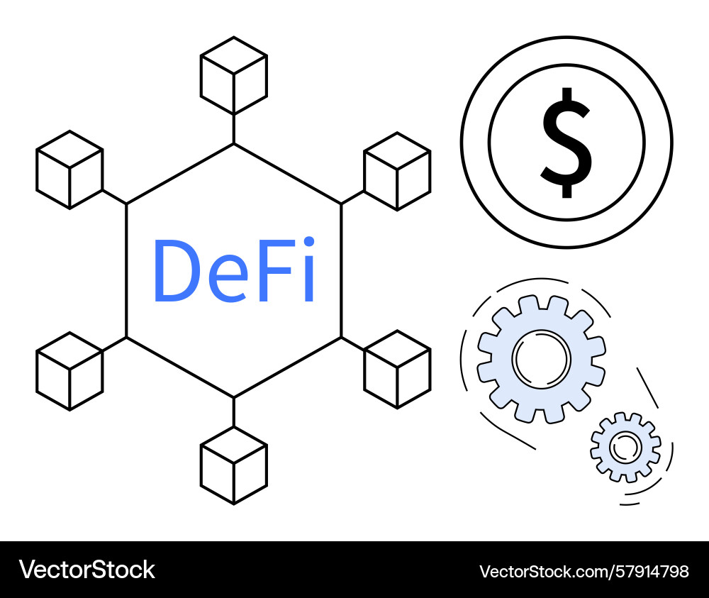 Decentralized finance network with blockchain Vector Image