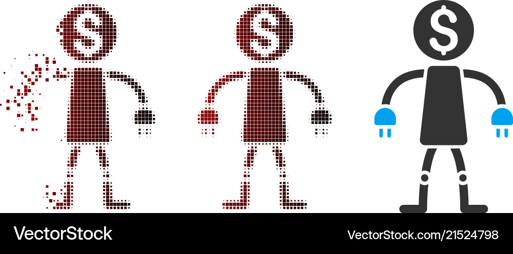 Dissolving Pixel Robot Icon Vector Image