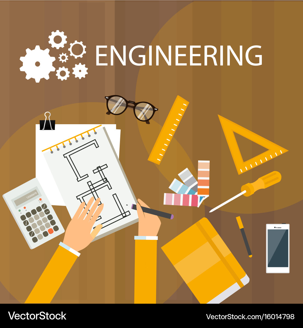 Engineering Desk - Drafting View vector image