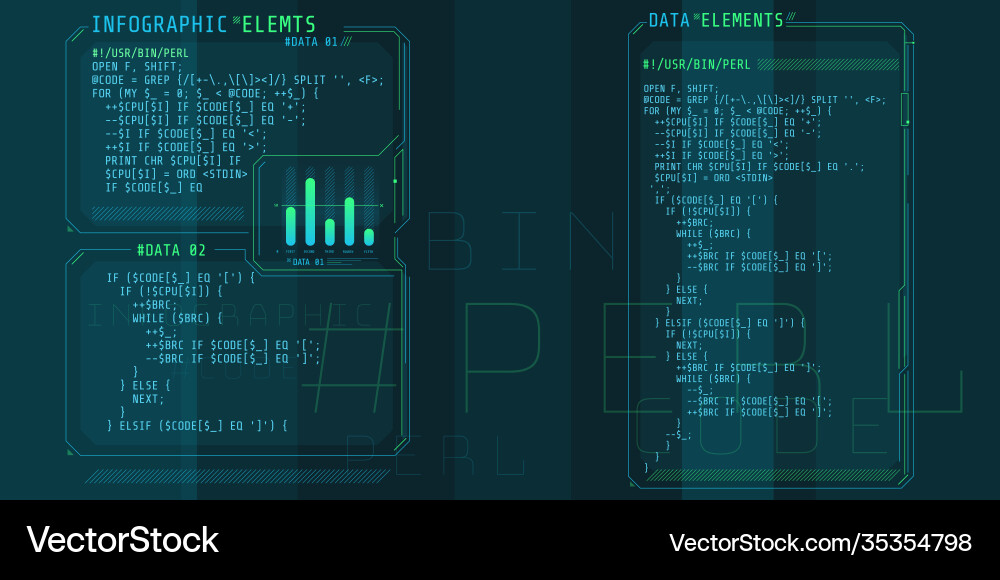 Hud interface elements with part code perl Hud interface elements with part code perl vector image