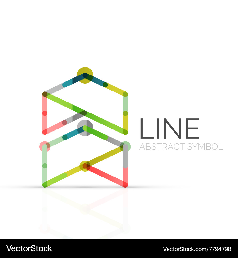 Linear abstract logo connected multicolored vector image