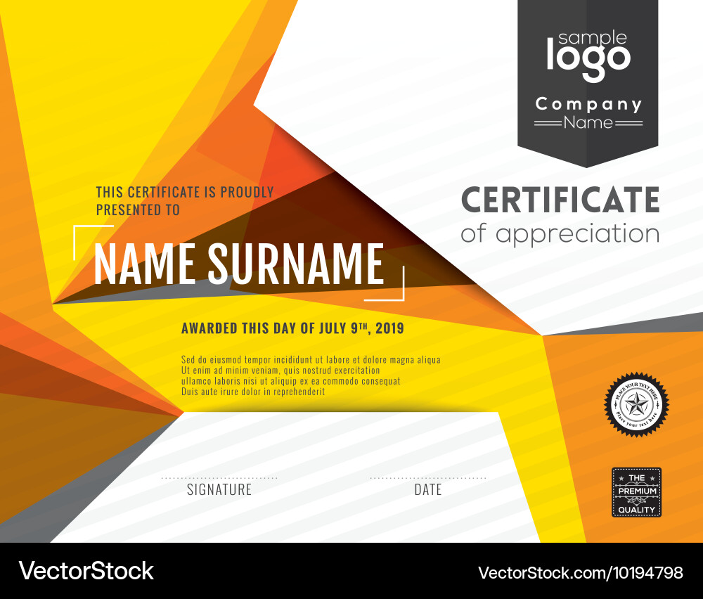 Modern certificate with polygonal background vector image