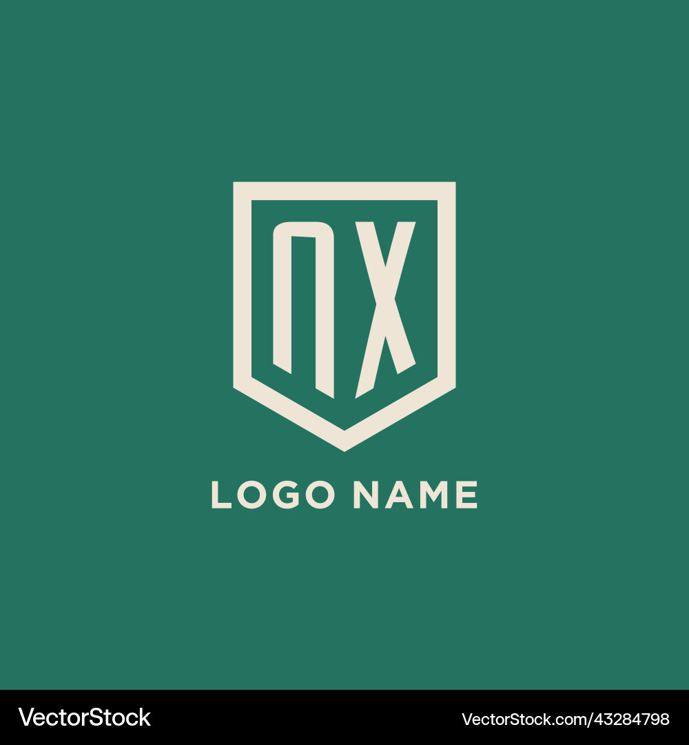 Nx initial logo monogram shield geometric shape Vector Image