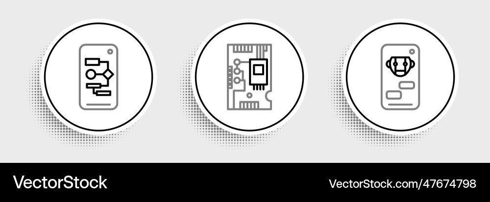 Set line bot algorithm and electronic computer Set line bot algorithm and electronic computer vector image