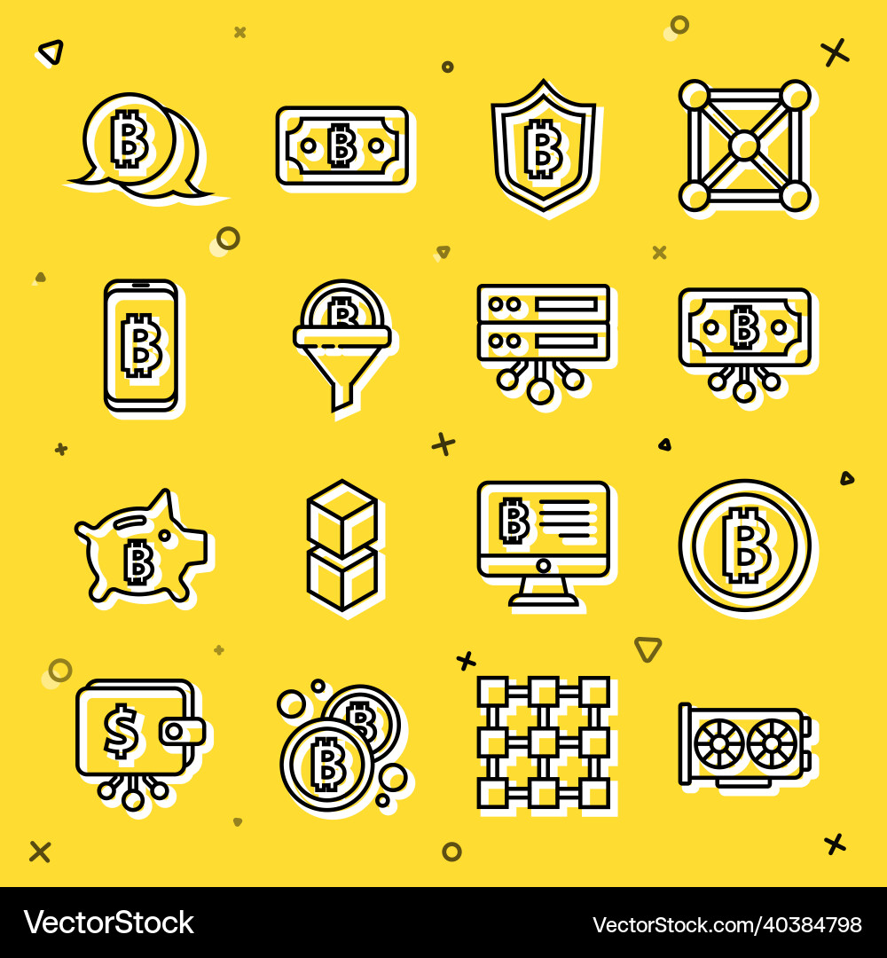 Set line video graphic card bitcoin with circuit Set line video graphic card bitcoin with circuit vector image