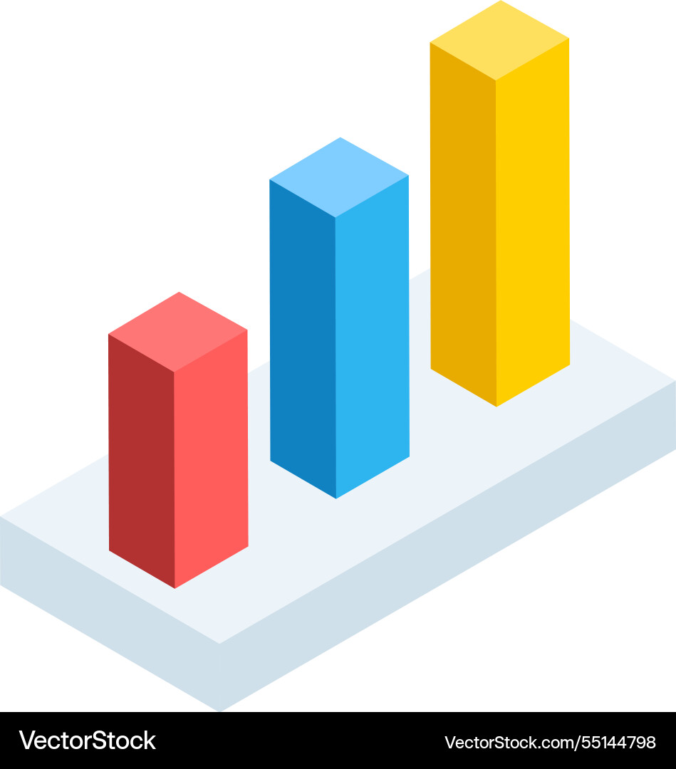Three dimensional bar graph with colorful bars Three dimensional bar graph with colorful bars vector image
