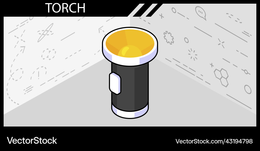 Torch isometric design icon web 3d colorful vector image