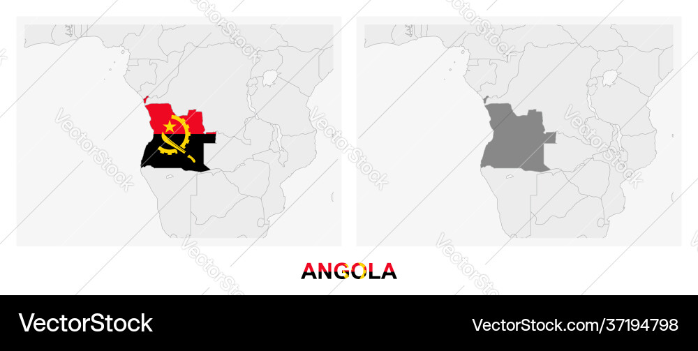 Two versions map angola with flag Vector Image