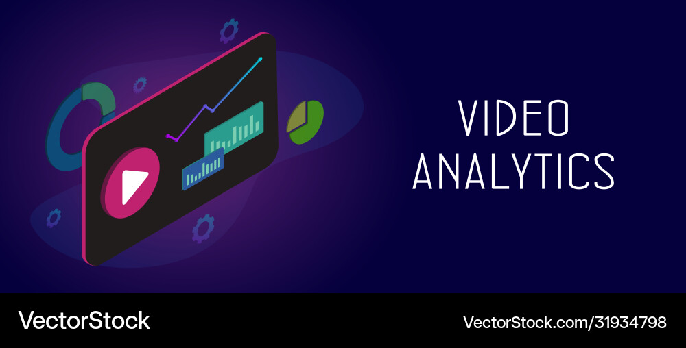 Video analytics with chart and graph icons banner Vector Image