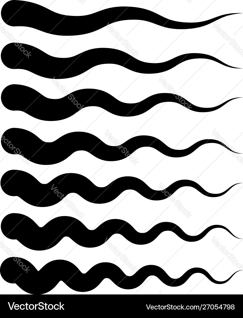 Wavy billow zigzag line element set lines Wavy billow zigzag line element set lines vector image
