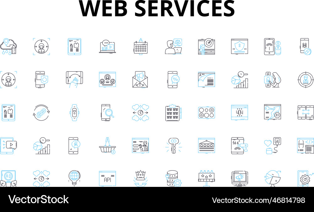 Web services linear icons set integration Web services linear icons set integration vector image