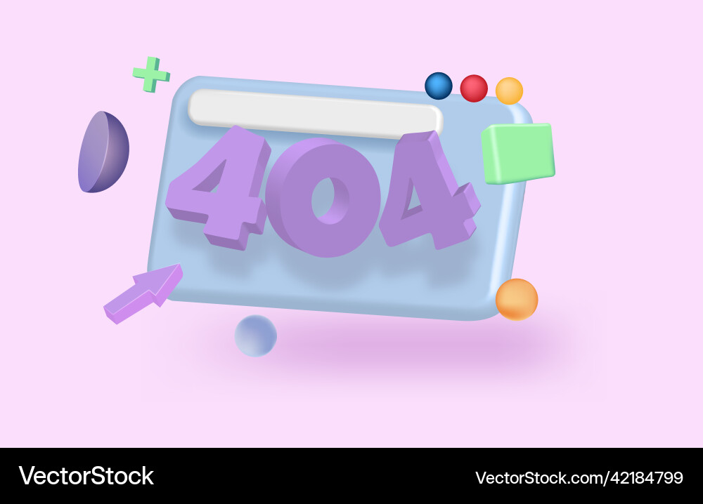 3d page 404 not found design vector image