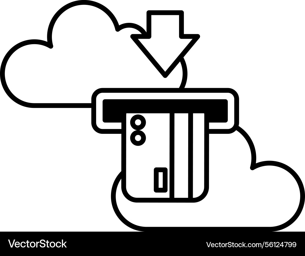 Card reader with a in it and cloud Card reader with a in it and cloud vector image