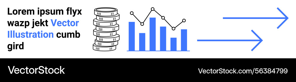Data analysis with bar chart line graph coins Data analysis with bar chart line graph coins vector image