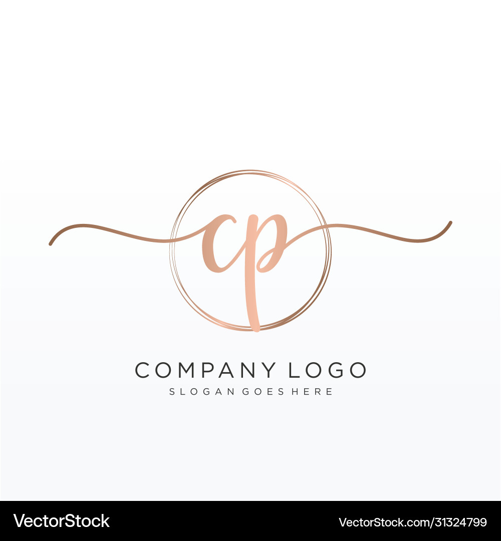 Elegant CP Initial Logo - Handwriting Style Vector Image