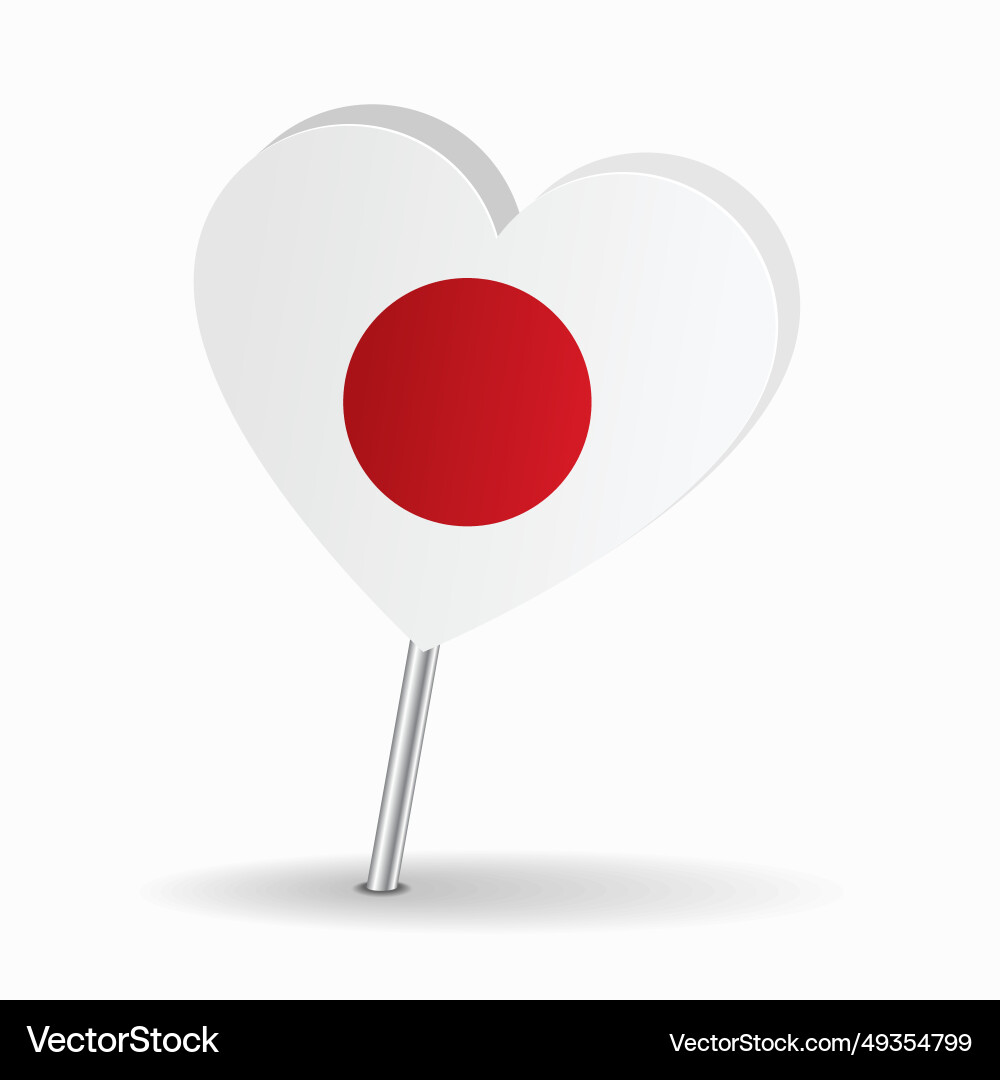 Japanese Flag Heart Map Pointer Vector Image