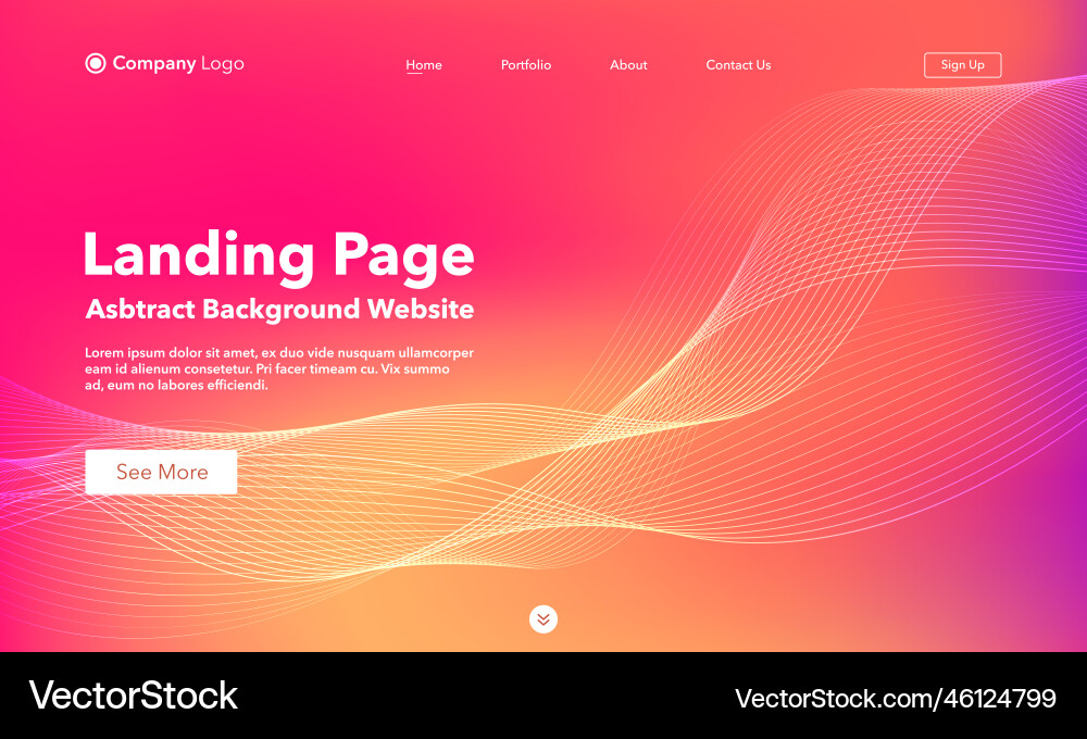 Landing page abstract wave background website vector image