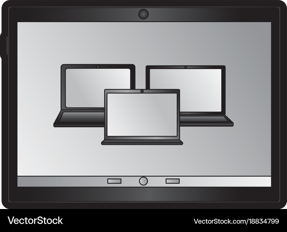 Laptop computers on tablet screen icon image vector image