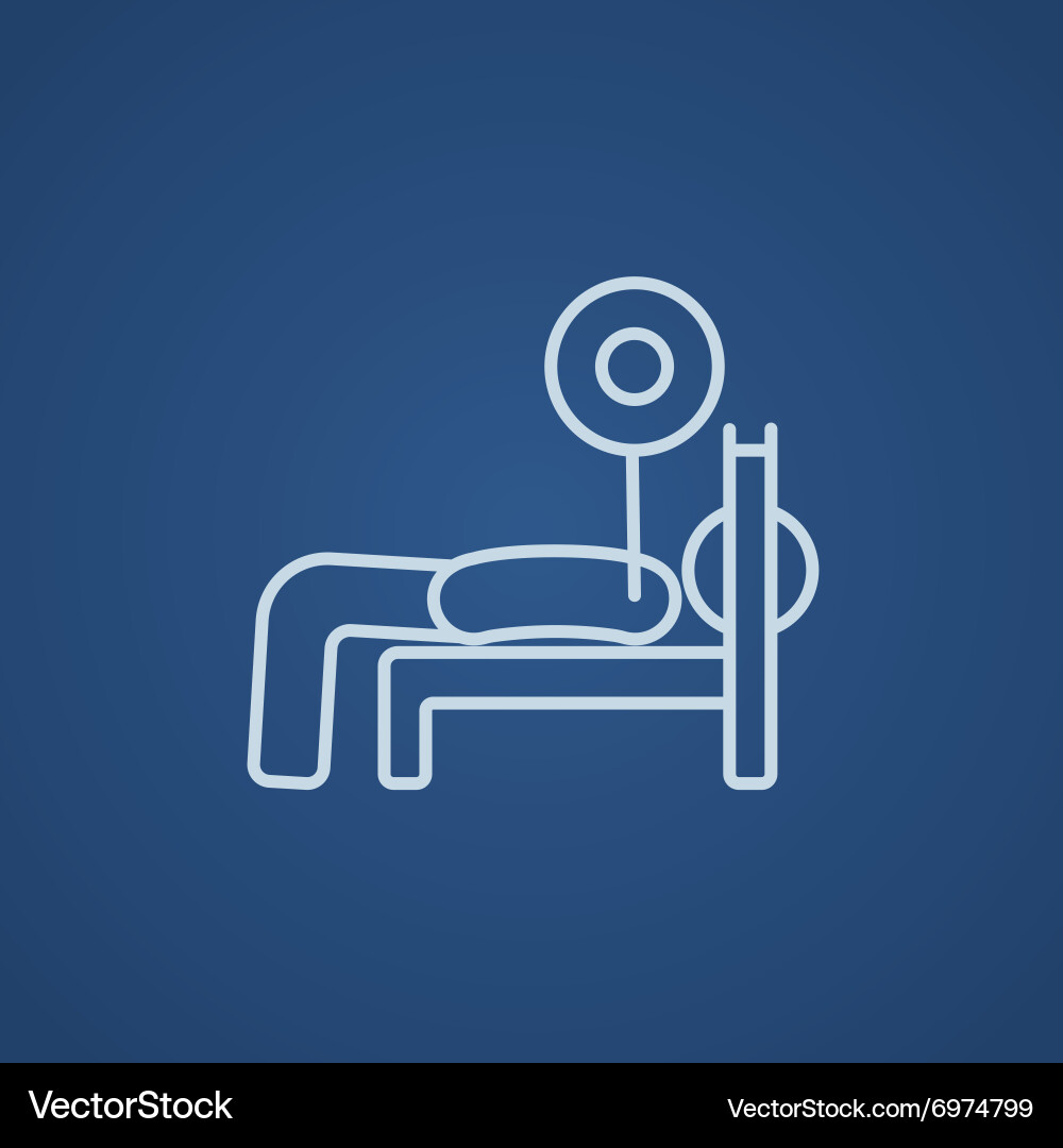 Man lying on bench and lifting barbell line icon Vector Image