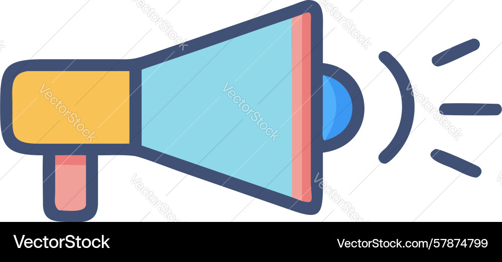 Megaphone with sound waves for broadcast alerts Vector Image