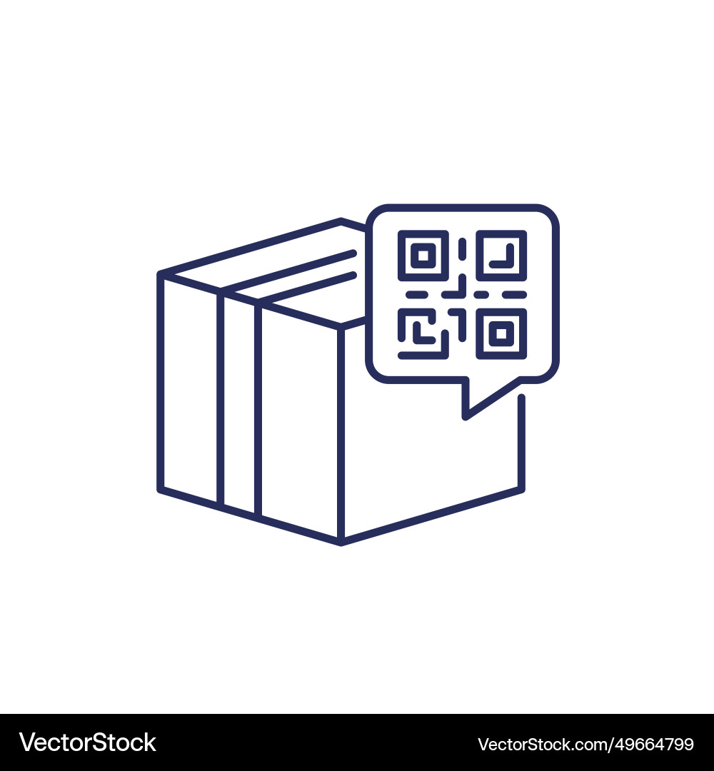 Parcel or package with qr code line icon vector image