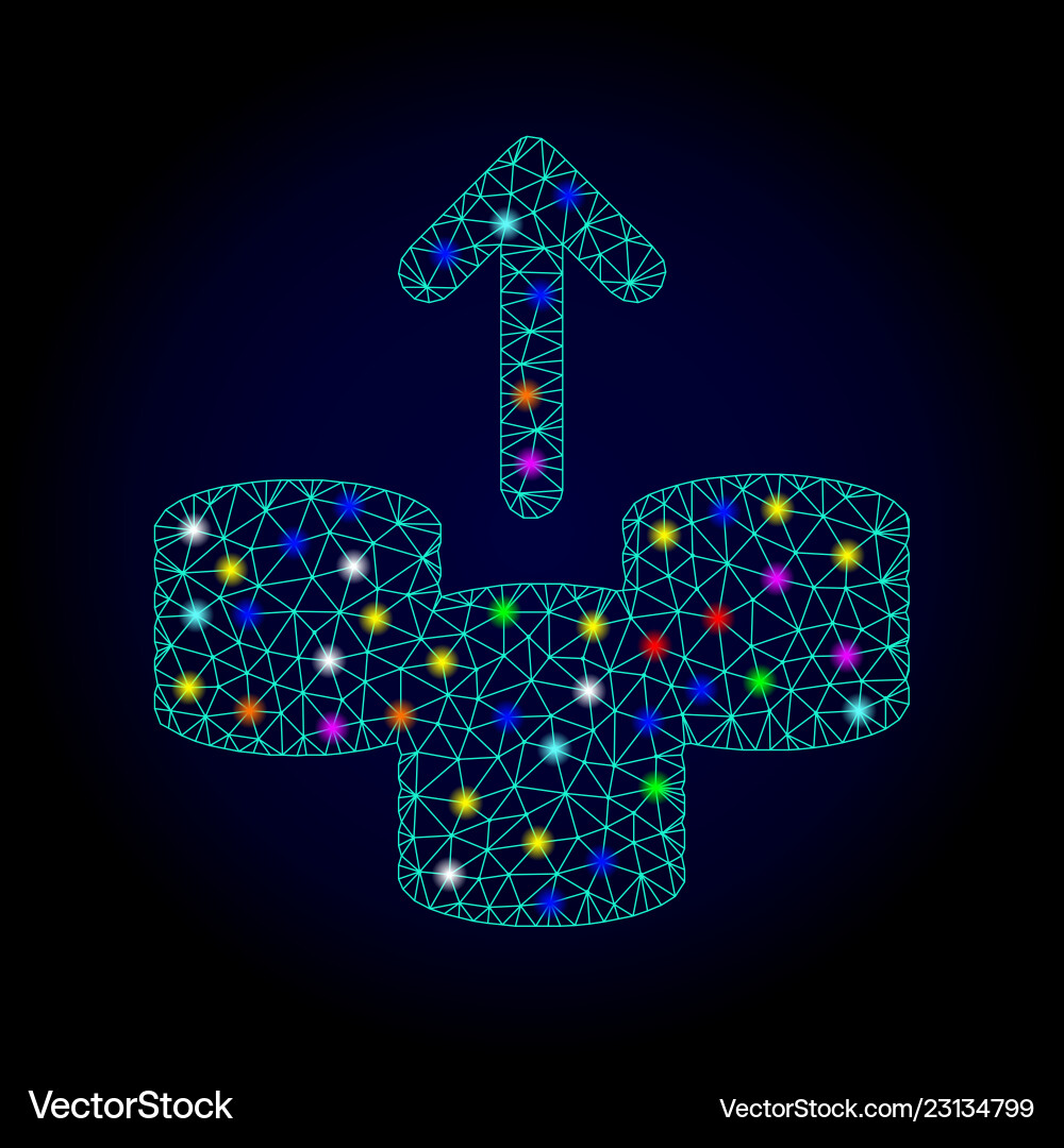 Polygonal mesh send coins with glowing Polygonal mesh send coins with glowing vector image