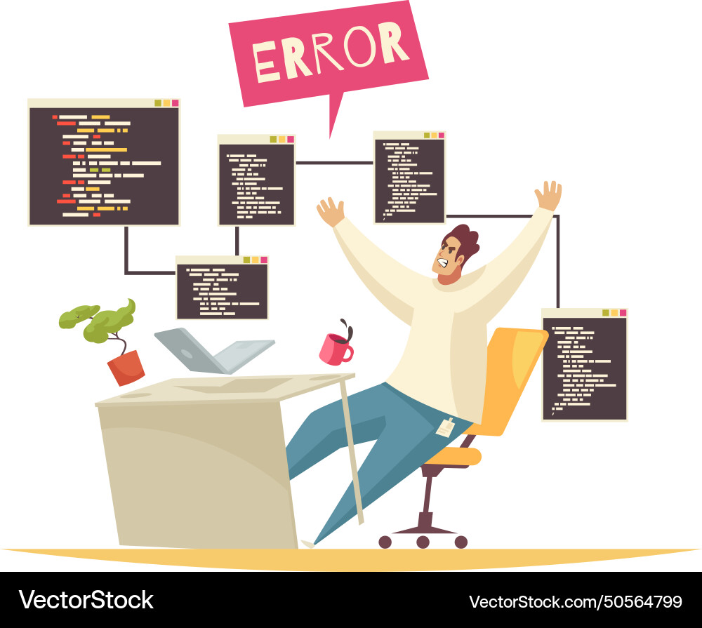 Programmers error doodle composition Royalty Free Vector