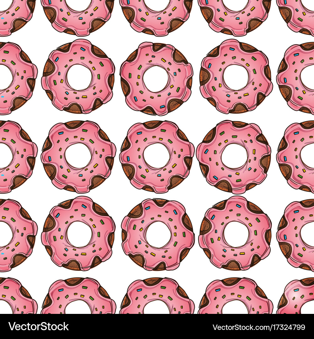 Seamless pattern from multi-colored donuts vector image