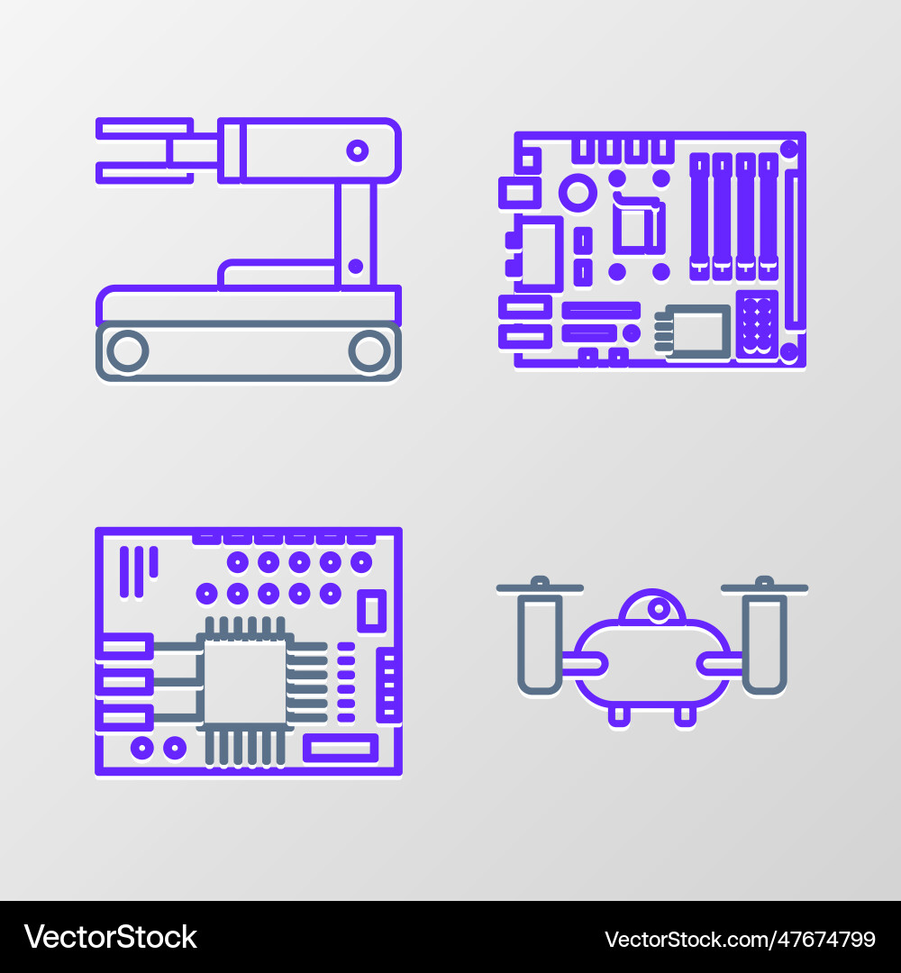 Set line drone flying with action camera printed Set line drone flying with action camera printed vector image