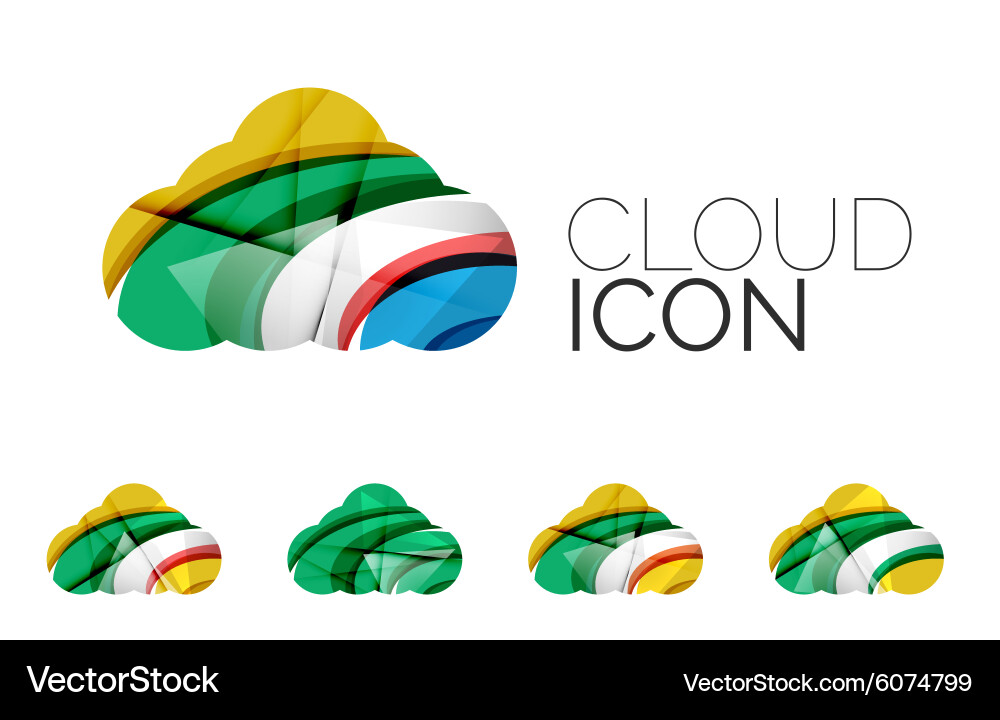 Set of abstract cloud computing icons business Vector Image