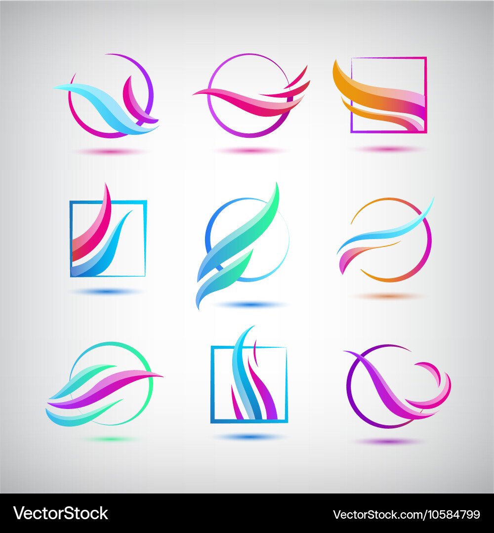Set of colorful wave logos abstract web vector image