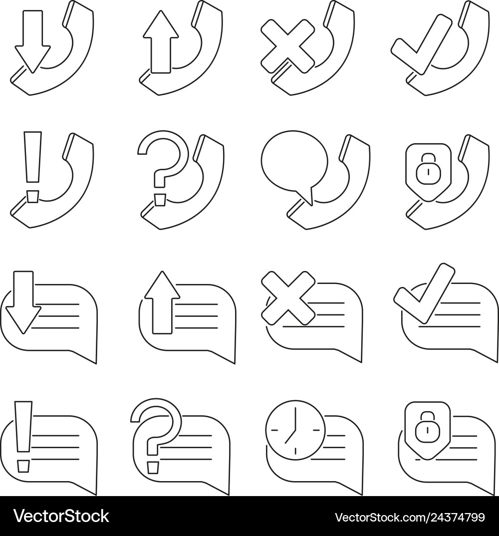 Set of icons in line style calls and sms Set of icons in line style calls and sms vector image