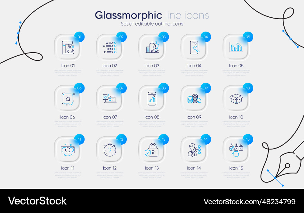 Set of reject graph phone and order line icons Set of reject graph phone and order line icons vector image
