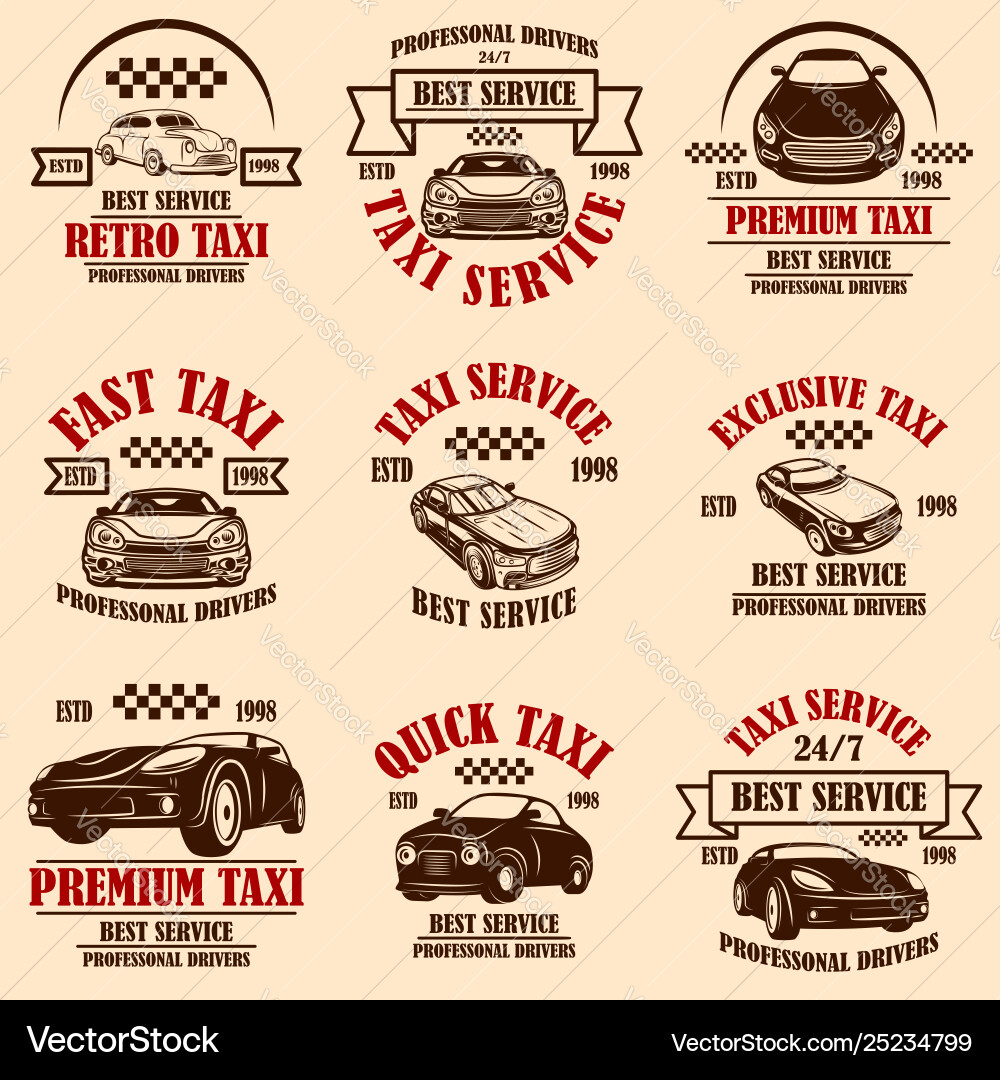 Set taxi service emblems design element Set taxi service emblems design element vector image