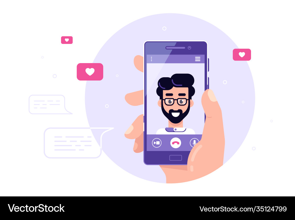 Videoanruf mit Smartphone-Internettechnologien Videoanruf mit Smartphone-Internettechnologien vektorbild