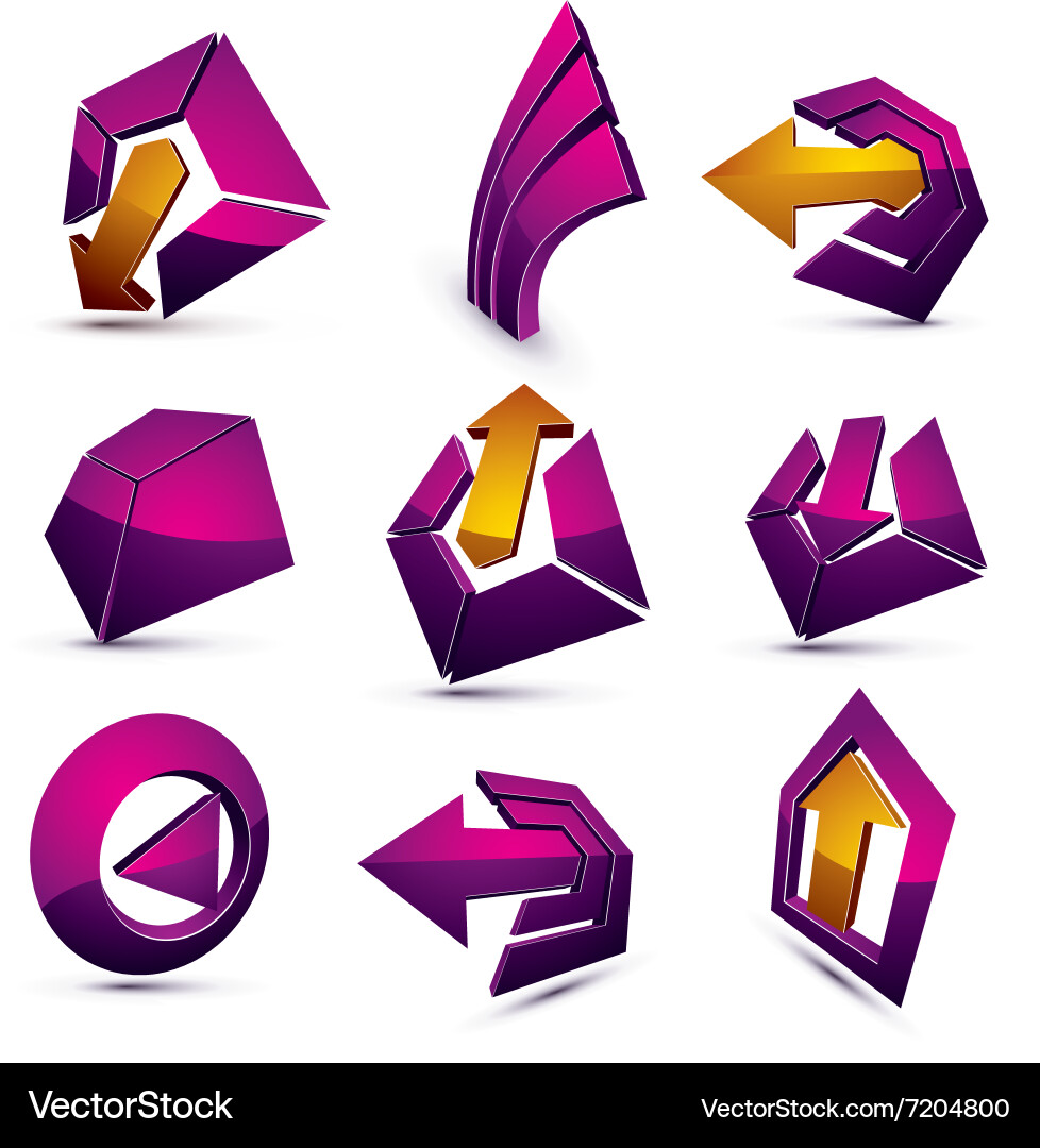 3d simple navigation pictograms collection set Vector Image