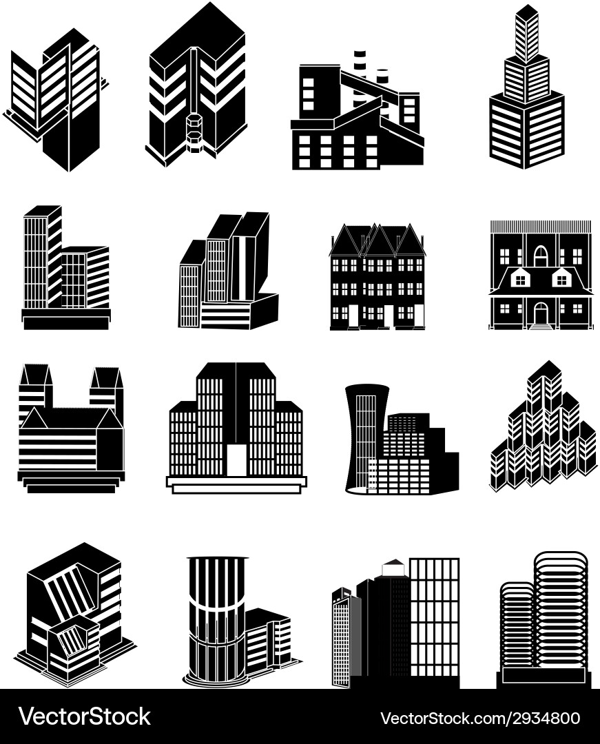 Building icons set Royalty Free Vector Image - VectorStock
