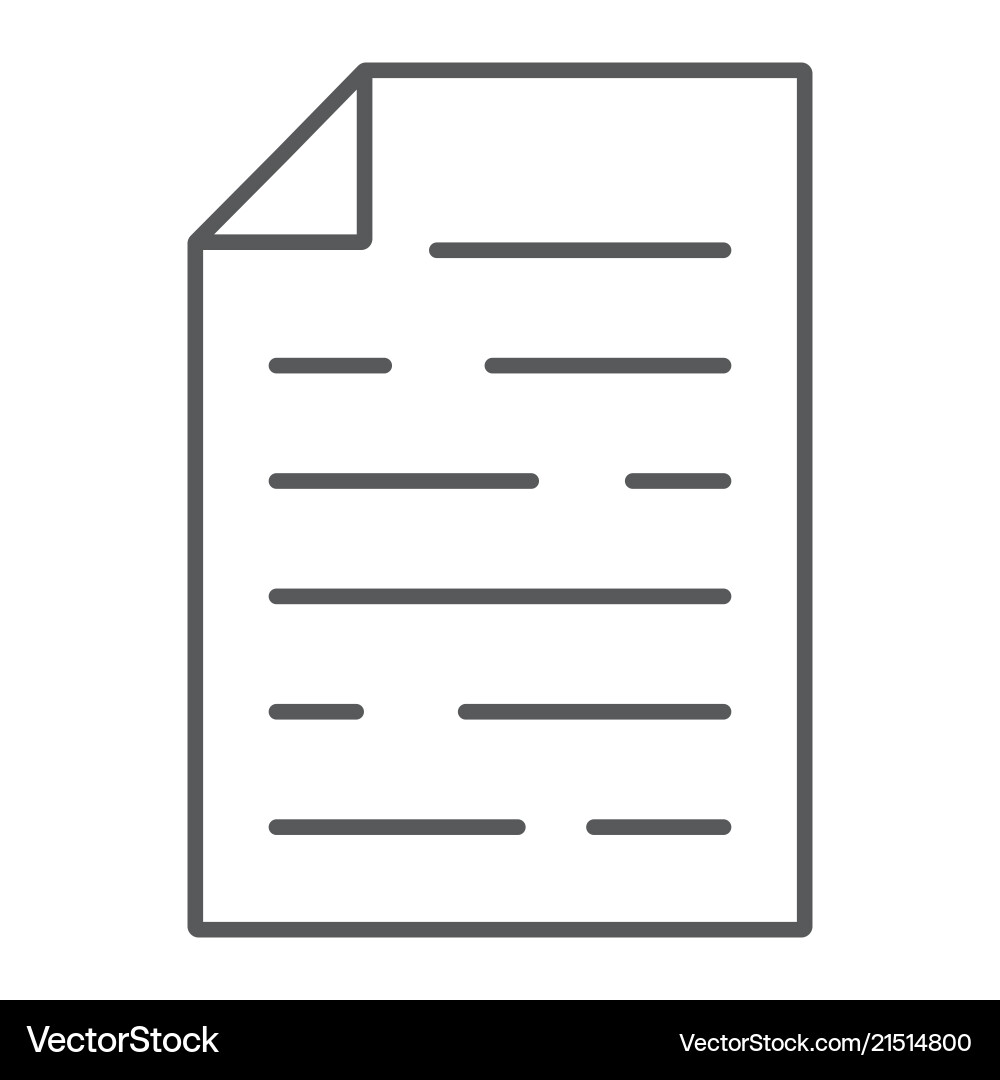 Document thin line icon office and work file Vector Image