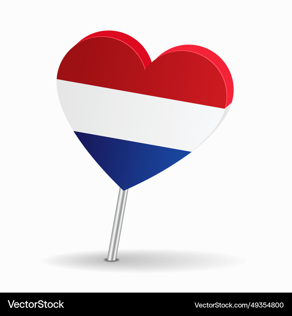 Dutch flag heart-shaped map pointer layout Dutch flag heart-shaped map pointer layout vector image