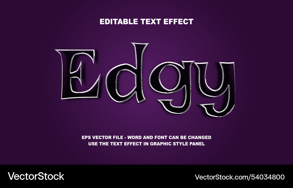 Editable text effect edgy 3d template Editable text effect edgy 3d template vector image