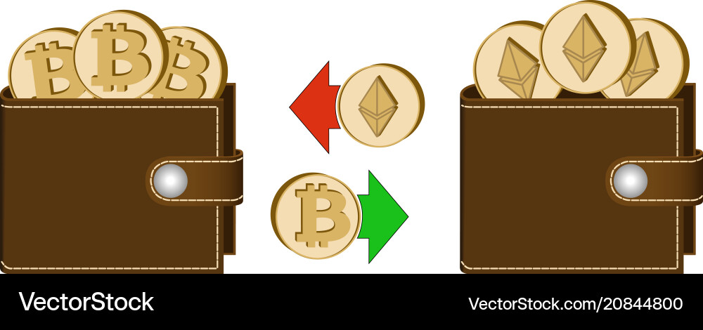 Exchange bitcoin to ethereum between wallets Vector Image