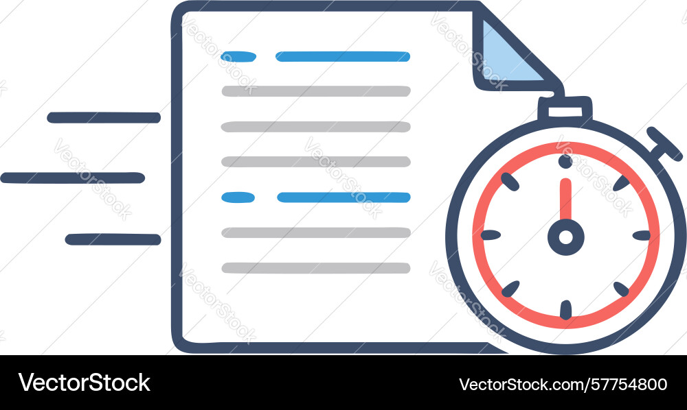 Fast processing document icon quick review speed vector image